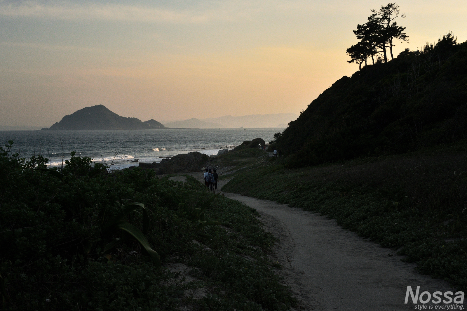 神島を眺めながら歩く遊歩道